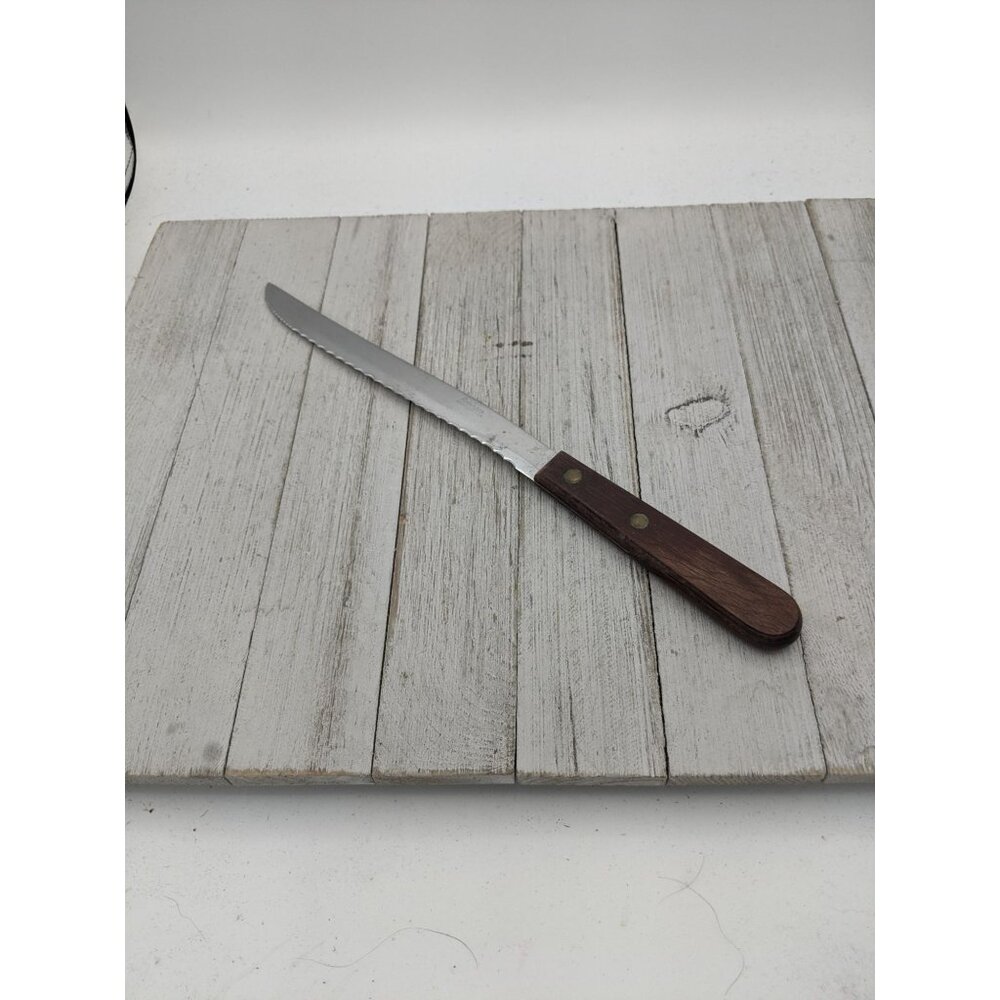 Robinson Knife Co 8” Carving Utility Knife #3 Serrated Wood Handle 12 1/2" Total